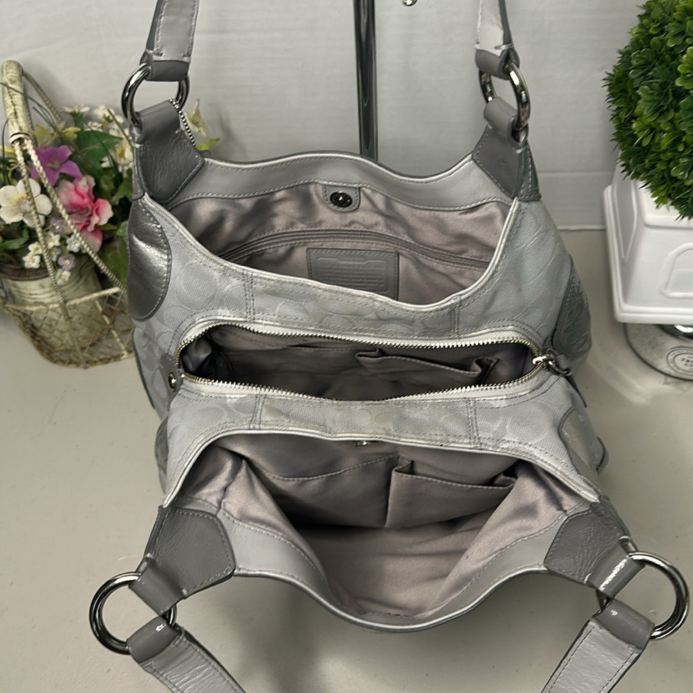 Coach Gray And Silver Patchwork Shoulder Bag - image 5